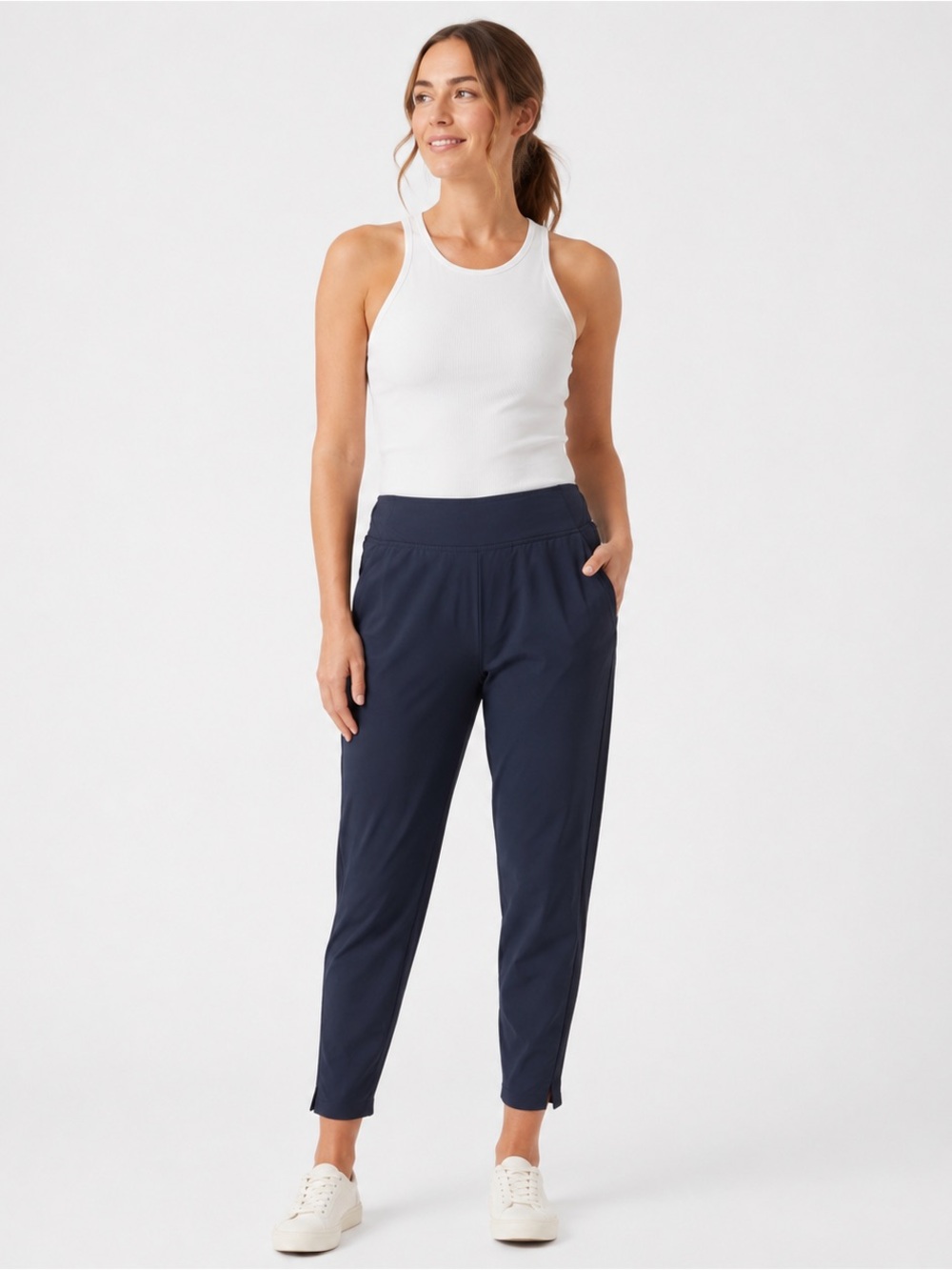 Athleta Brooklyn Ankle Pant Navy Blue‎ Lightweight Travel Pants Size 4